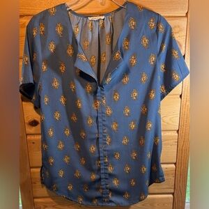 Yellow chair Teal with Gold Paisley Women's Blouse Small